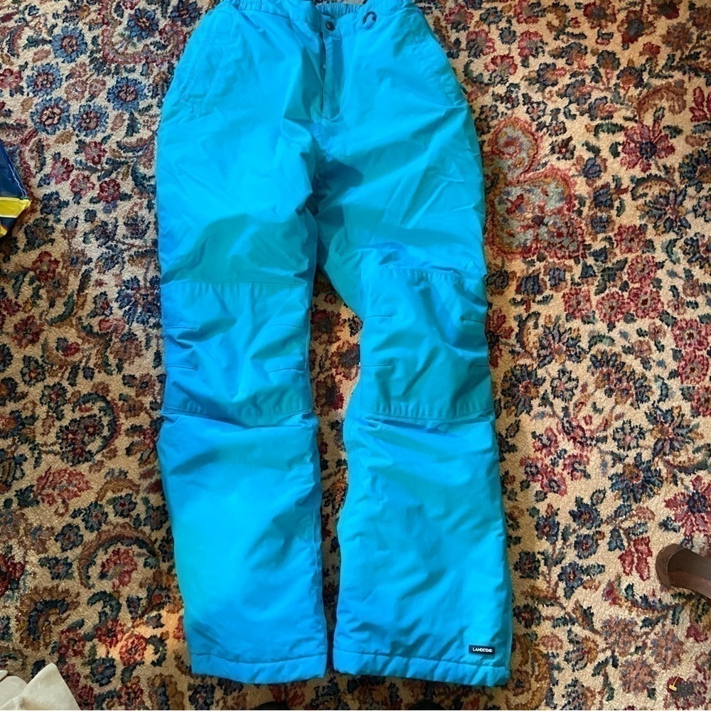 Lands End turquoise ski pants for style and warmth on the slopes. Gorgeous!